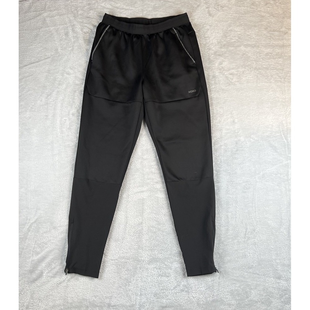 Skora Qwick Dry Jogger Pants Mens 27x29 Black Flex Waist Ankle Zip Athletic